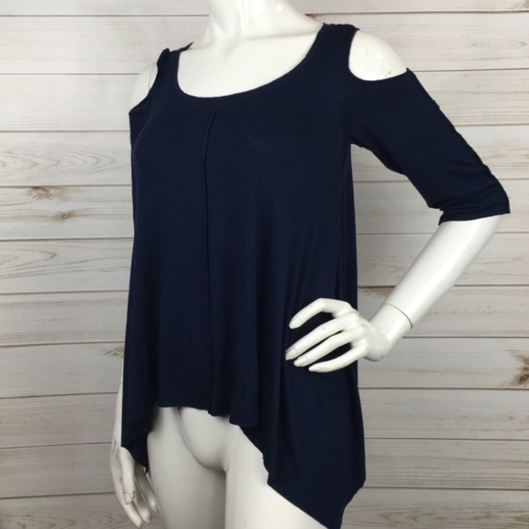 Bailey 44 Navy Cold Shoulder Top 3/4 Sleeve - Picture 2 of 8